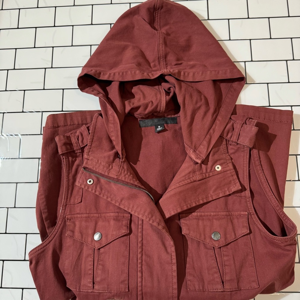 Tinsel Cargo Vest Cranberry Ladies Small with Removable Vest